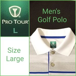 Pro Tour Grey/White Golf Polo Men's Size Large EUC
